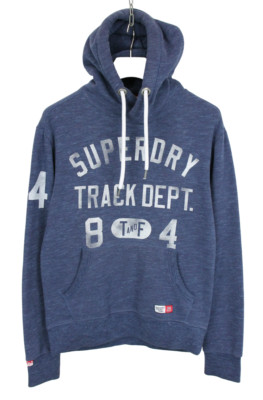 Superdry Kapuzenpulli Herren Klein Pullover Kängurutasche Logo Mischung Blau