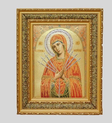 17''x21'' Virgen De Las 7 Espadas  Cushioned Surface Frame Orthodox Image 3040D