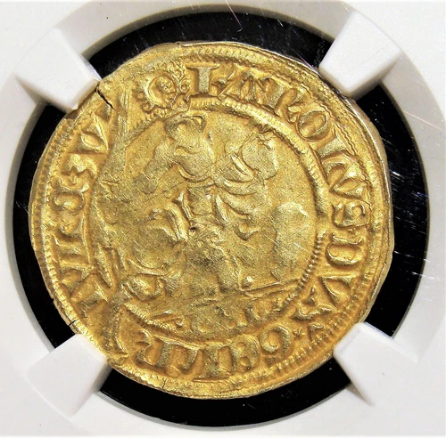 Netherlands: Gelderland gold Rijder Goudgulden ND (1492-1538) AU50 NGC.