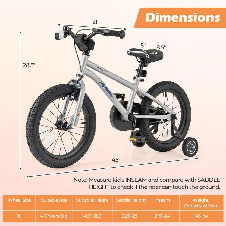 Bicicleta de equilibrio para niños de 16" ruedas de entrenamiento regalo niños con asiento ajustable en altura Foto 3 de 4