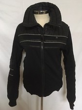 Roffe Womens S/m Black Insulated Long Sleeve Zip Up Puffer Bomber Jacket Skiwear