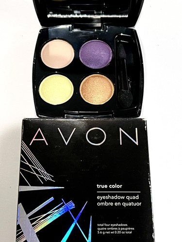 Avon True Color Eyeshadow Quad ELECTRIC PURPLE Q908 Nude Limeade Gold NOS - Picture 3 of 4