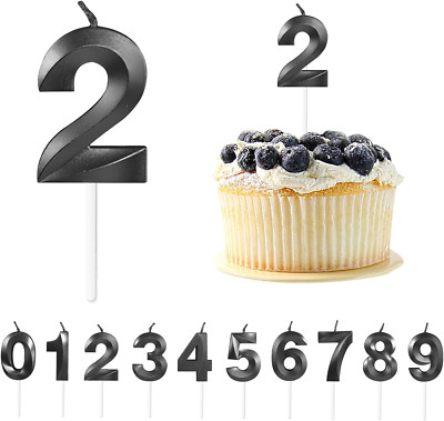 Geburtstag Nummer Kerzen, Schwarze 3D Geburtstagskerzen Mit Zahlen 5 Cm Kerzen Z
