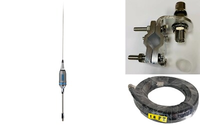 Sirio CB/10M 3/8 Antenna + Mirror Mount with 3/8 to SO-238 Stud 18FT RG213 Cable