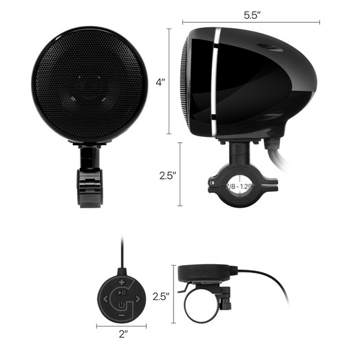Waterproof 300W Bluetooth Motorcycle LED Audio Amp Stereo Speakers System Harley - Picture 5 of 9