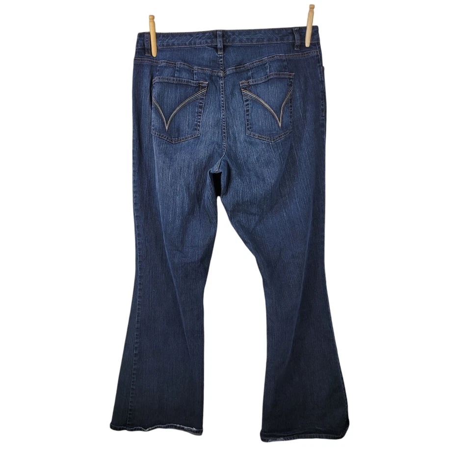 Jeans jeans azul lavagem escura vintage Y2K Venezia 2 16 altura 36x36 corte bota alargada  - Imagem 3 de 4