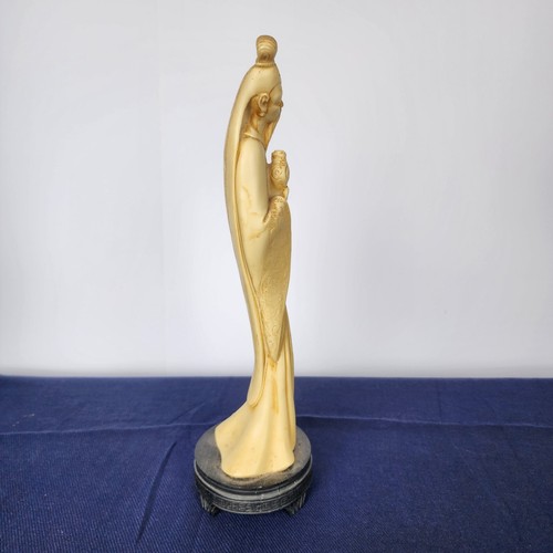 Vintage Chinese Figure Intricate Details Faux Bone Resin Statue 15” Made Italian - Picture 3 of 6