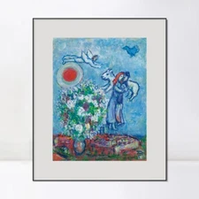 Framed Canvas Giclee Print Au-dessus De Saint-paul,1980 by Marc Chagall Wall Art