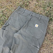 Y2K Carhartt Double Knee Carpenter Pants Vintage Size 32x34 Moss Green Utility