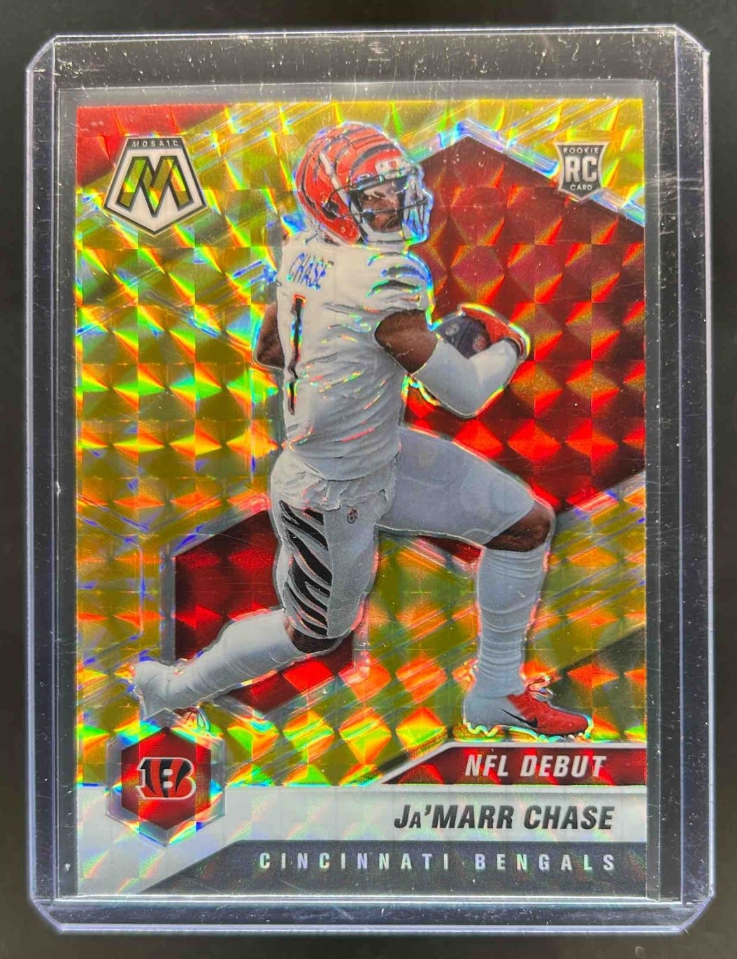 2021 Mosaic Ja'Marr Chase RC Prizm Reactive Yellow Rookie #247 Bengals