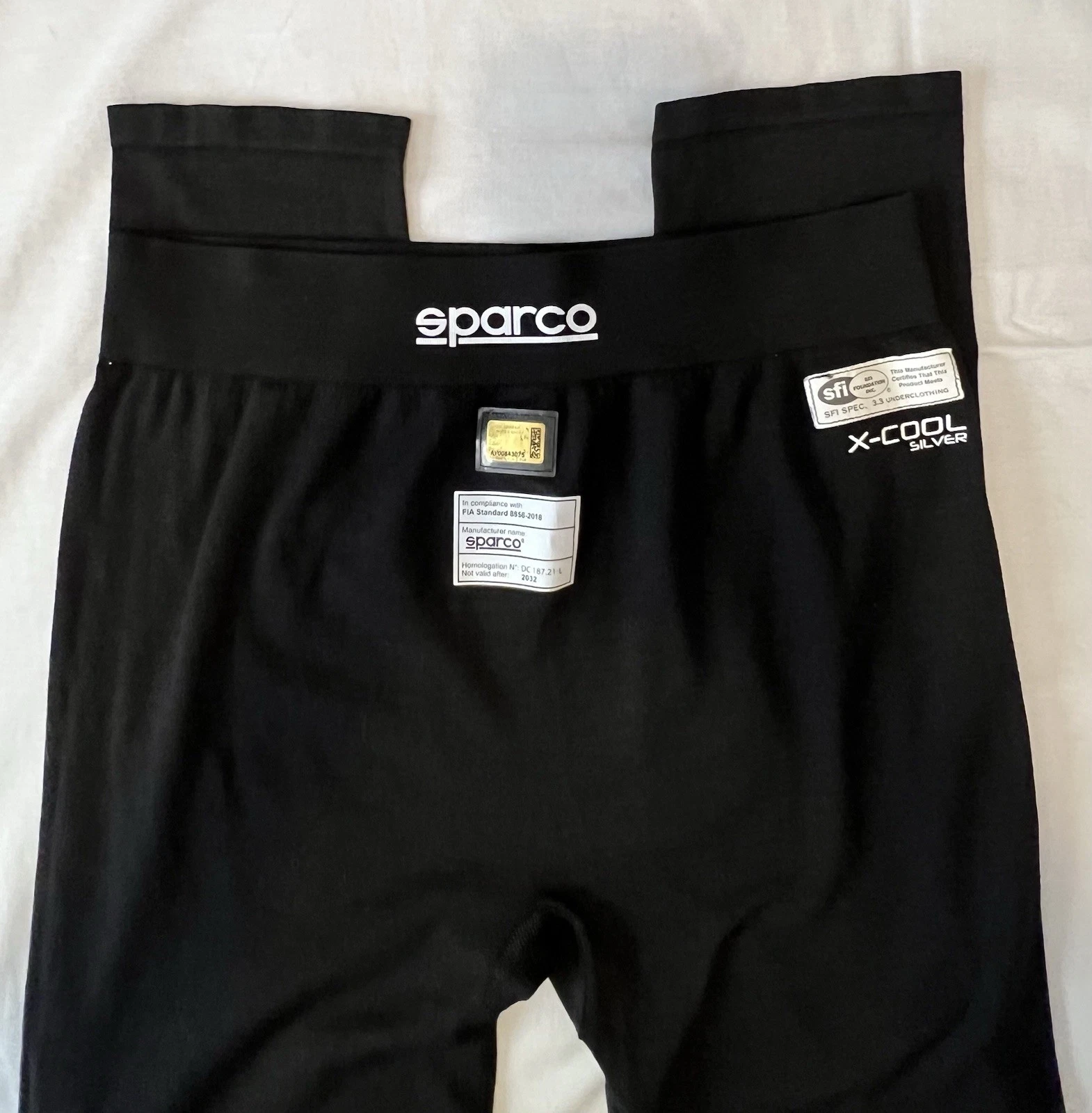 Black Sparco Pants X Cool silver underclothing unisex Pants XS/S FIA 8856