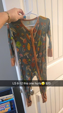 Little Sleepies Zip Long Sleeve One-Piece Sleeper 9-12M Green Mushroom Leaves