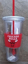 Chicago Bulls Tumbler NBA Clear with Red Patch Tumbler 22 oz by Boelter
