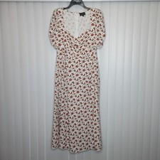 Danielle Bernstein Women's Floral Print Puff Sleeve Sweetheart Neck Dress M B74