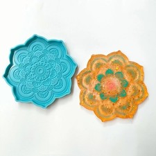 Blue Epoxy Resin Silicone Mold Flower Shaped Decoration Mold Coaster Mold