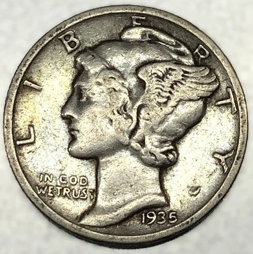 1935-P Mercury Dime 10c Good Circulated Condition 90% Silver US Coin - 3248