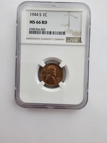 1944 S MS66 LINCOLN WHEAT PENNY/CENT GRADED NGC 1C S MINT COPPER COIN