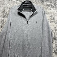 Polo Ralph Lauren Mens M Quarter Zip Pullover Sweater Gray Mock Neck Pony Golf