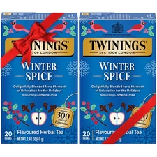 2 Pack - Twinings Winter Spice Caffeine Free Herbal Tea Bags, 20 Count