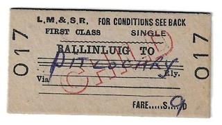 Railway Tickets Scotland L M S BALLINLUIG to PITLOUGHRY 1st Class Issued 1960