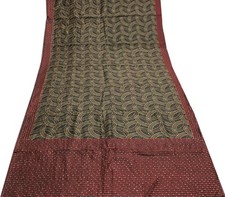 Sushila Vintage Black Indian Saree 100 Pure Silk Printed Sari Craft Fabric