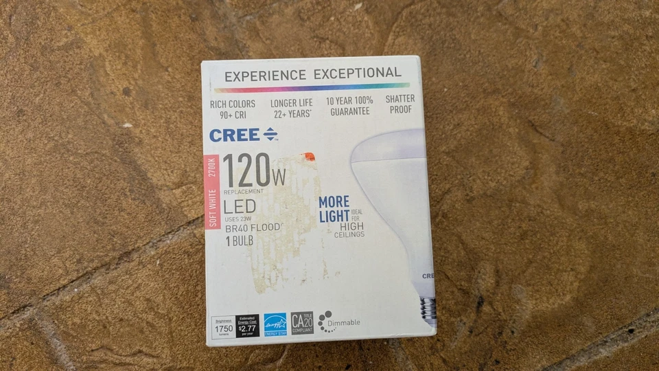 Cree 120W BR40 LED Flood Light Bulb – Soft White 2700K, Dimmable, Open  Box - Image 3 of 4