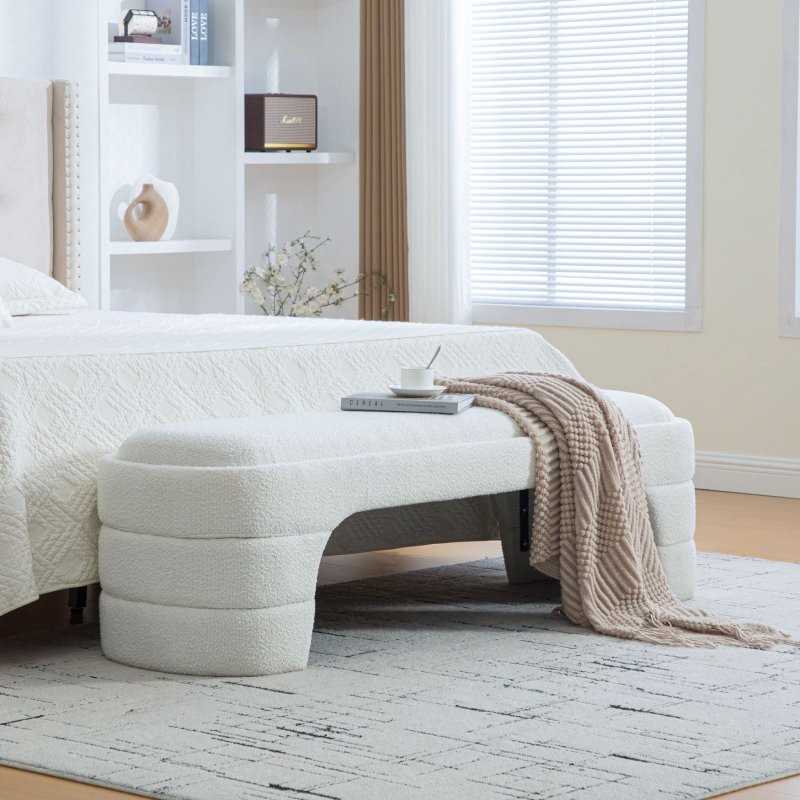 Modern Upholstered Armless Upholstered Bench Seat Foot Stool