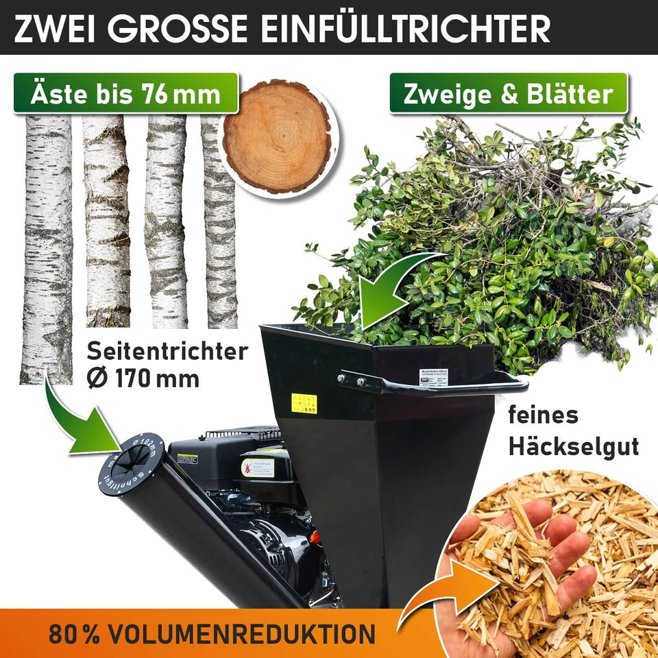 BRAST Häcksler Gartenhäcksler Benzin | 5,2kW(7 PS) mit 208cm³ | inkl. 22 Messer - Bild 3 von 4