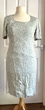 Jacques Vert Vintage Dress SIZE 12  Blue Green Bodycon Sexy Paisley Flower Lined