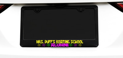 Mrs. Puffs Boating School Alumni License Plate Frame | Black Metal | Driver USA