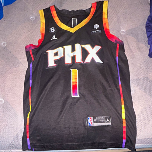 Jordan Phoenix Suns Devin Booker #1 Swingman Jersey Black Men's Size 48