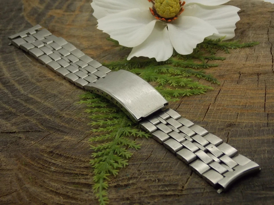 Correa de reloj Baldwin vintage usada cierre de despliegue acero inoxidable 17,5 mm Foto 2 de 4