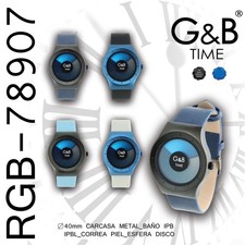 G&B Men's Quartz Watch Leather Strap Analogue Elegant 30m New