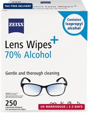 Pre-Moistened Lens Cleaning Wipes with 70 Alcohol, 250 Count