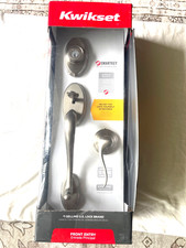 KWIKSET SIGNATURE SATIN NICKEL FRONT DOOR LOCK HANDLE SET SMARTKEY NIB 98001