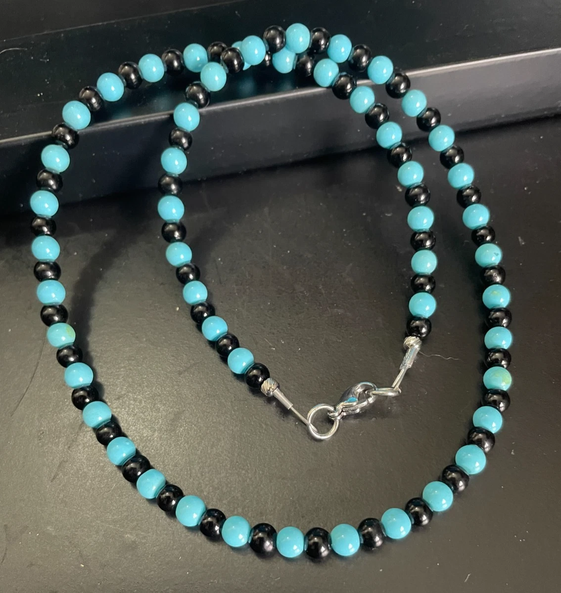 Collana In Argento Sterling Con Pietre Preziose Naturali Multicolore: Luna, Turchese, Ametista, Perle, 45 Cm