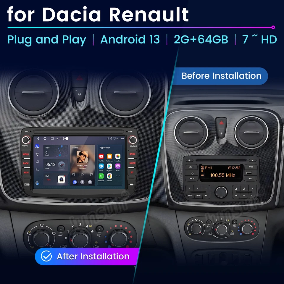 64G DAB+ Android Autoradio GPS Für Renault Dacia Duster Sandero Lodgy Carplay BT - Bild 2 von 4