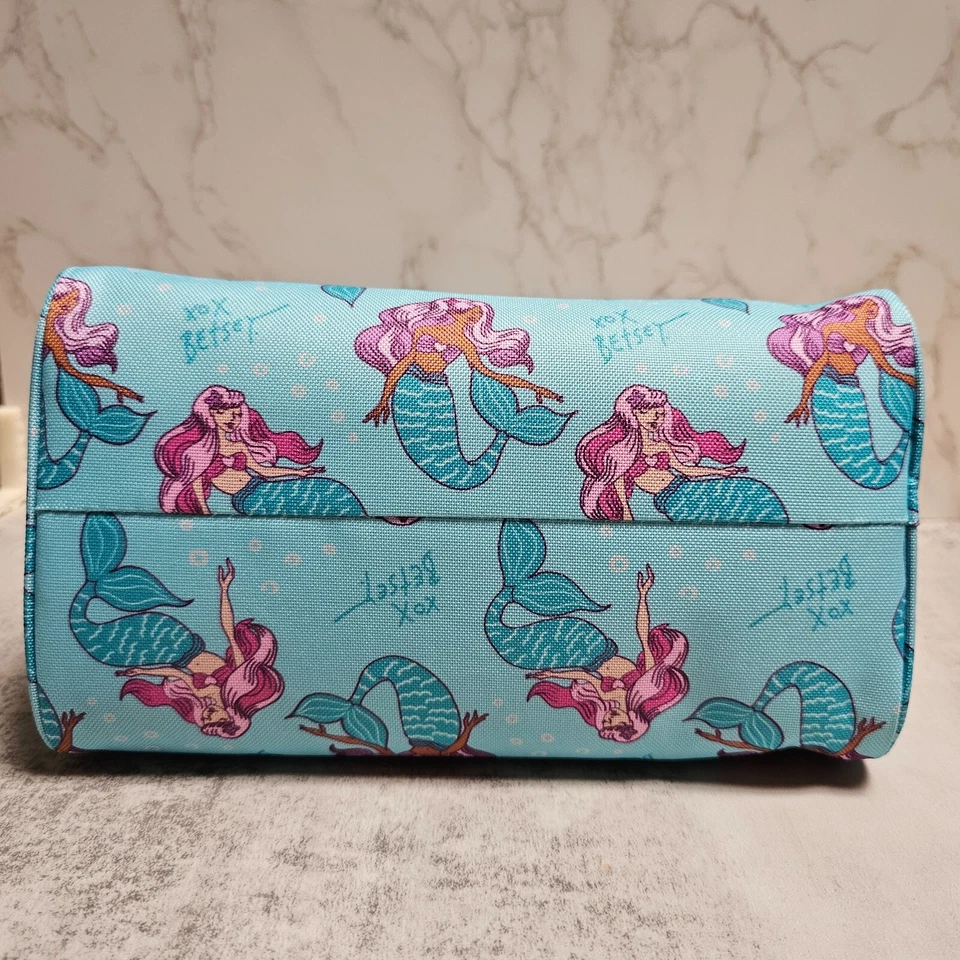 Bolsa de almuerzo Betsey Johnson aislada azul estampado de sirena 10"x9"x6" nueva con etiquetas Foto 4 de 4