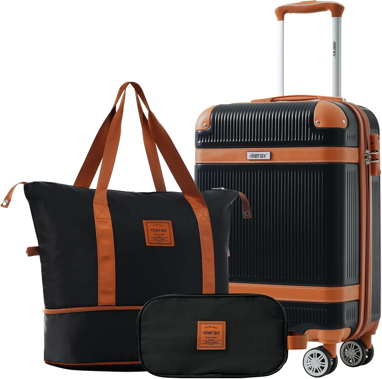 Merax Carry On Luggage Lightweight Suitcase Spinner Wheels TSA Lock Black 20 ...-image