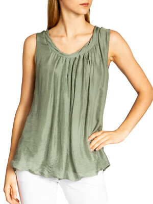 Caspar BLU019 Damen Sommer Trägertop Shirt leicht elegant mit Seidenanteil