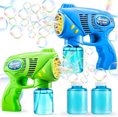 2 Bubble Guns for Kids Outdoor with 2 Refill Solution Toys for Summer Activity