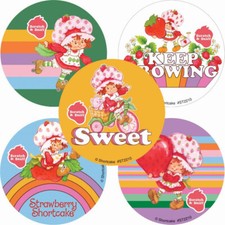 20 Strawberry Shortcake SCRATCH SNIFF Fruit-Scented Stickers, 2.5"x2.5" ea.