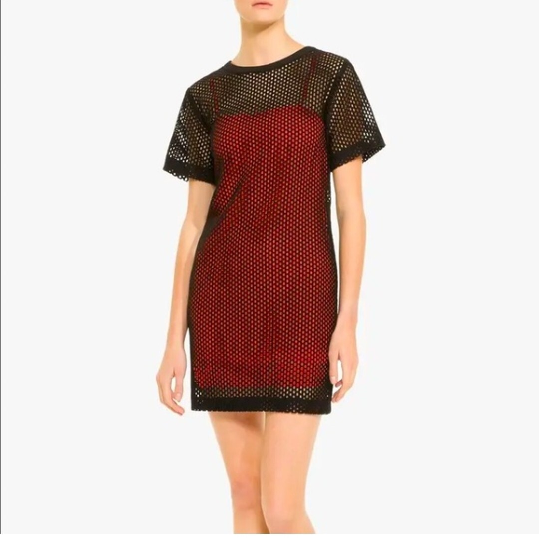 Sandro Paris Women's Black Mesh Dress With Red Slip Size 1 | eBay