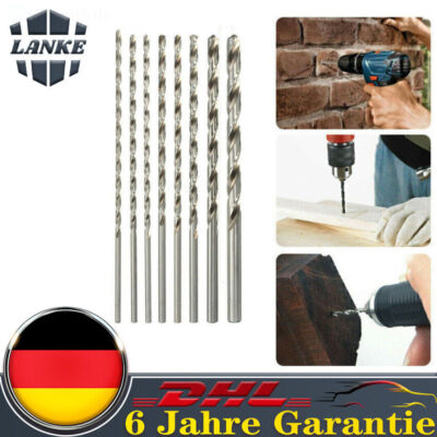 8x 200mm Extra Lang Spiralbohrer High Speed Steel HSS Metallbohrer Set 4-10mm