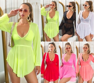 Koucla Party Kleid Cover-Up Damen Minikleid Strand Sommer Milax-Fashion