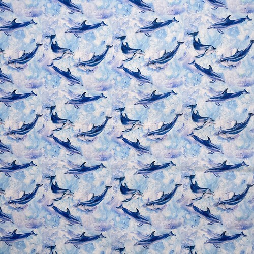 100% Cotton Sea Life Aquarium Fish Whale Novelty Kids Children Craft Fabric | FQ - Picture 11 of 13