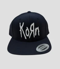 Yupoong The Classic KORN Heavy Metal Spellout Classic Logo SnapBack Cap Hat Blac