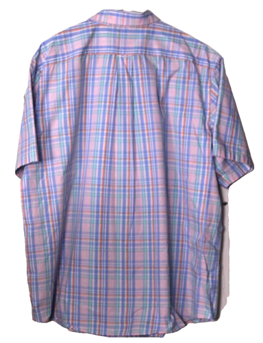 CROFT & BARROW DRESS SHIRT men size 18 light pink blue green plaid short sleeve - Picture 8 of 8