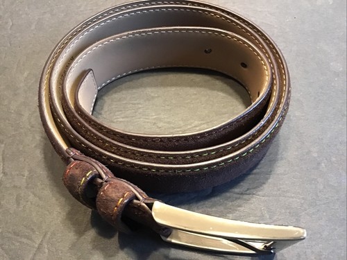 Robert Graham Men's 38” Genuine Leather Brown Suede Belts Colored Stitching - Picture 2 of 6