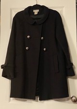 Paul & Joe Ladies' Black Wool Double Breasted Swing Coat, Size 40 (uk Size 12)